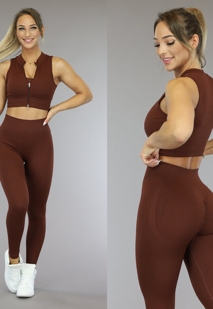 Bruine Grove Rib Sport Legging