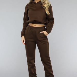 Bruine Lounge Set met Cropped Trui