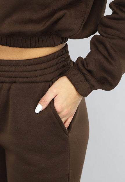 Bruine Lounge Set met Cropped Trui