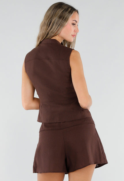 Bruine Two Piece Set met Gouden Knopen