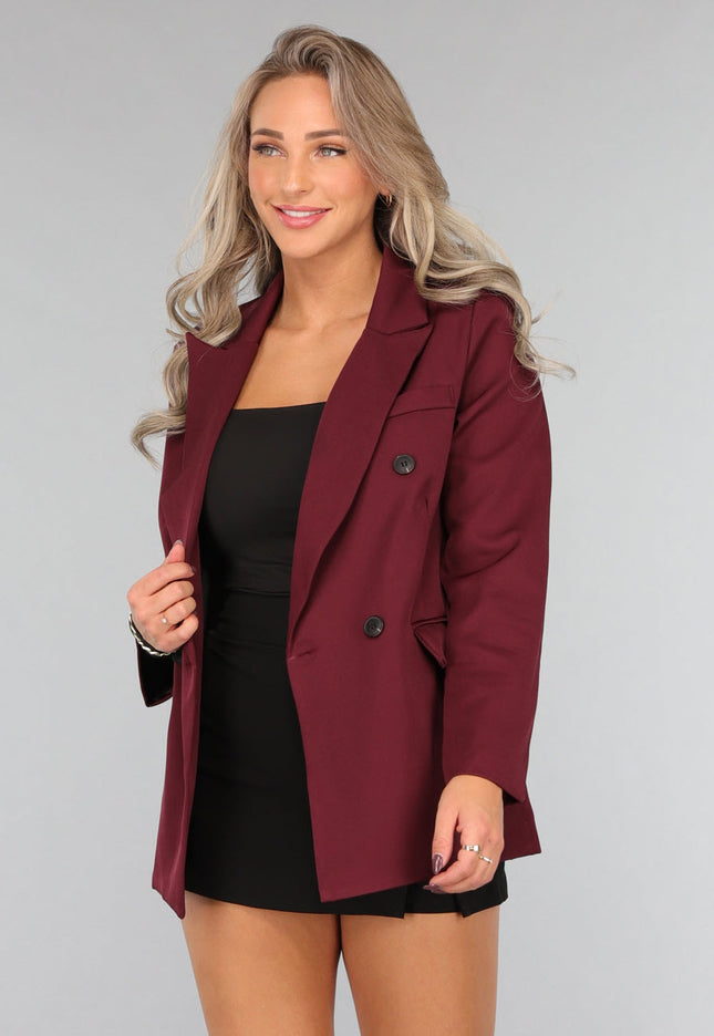 OP=OP.06.NL Burgundy Blazer met Zwarte Knopen
