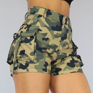 Camouflage Cargo Short met High Waist