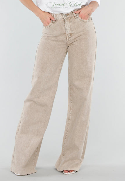 CAMPAGNEJEANS Beige Wide Leg Tall Jeans