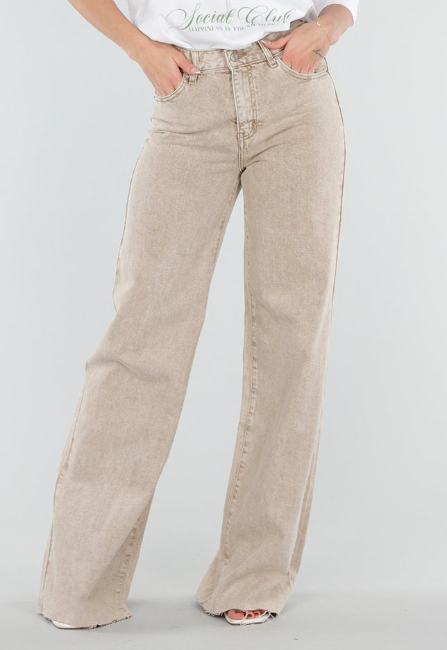 CAMPAGNEJEANS Beige Wide Leg Tall Jeans