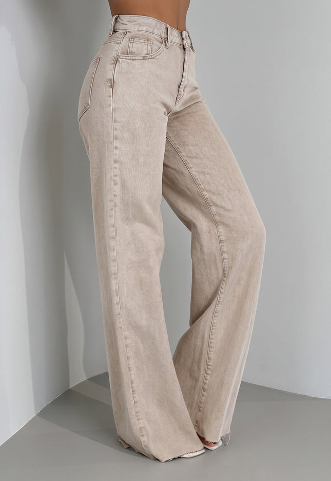 CAMPAGNEJEANS Beige Wide Leg Tall Jeans