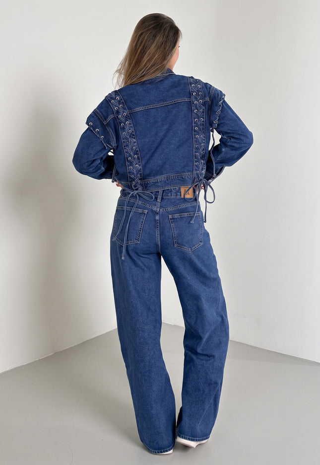 CAMPAGNEJEANS Blauw Denim Jasje met Veterdetails