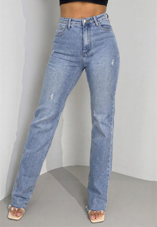 CAMPAGNEJEANS Tall Lichtblauwe High Waist Stretch Jeans met Rechte Pijpen