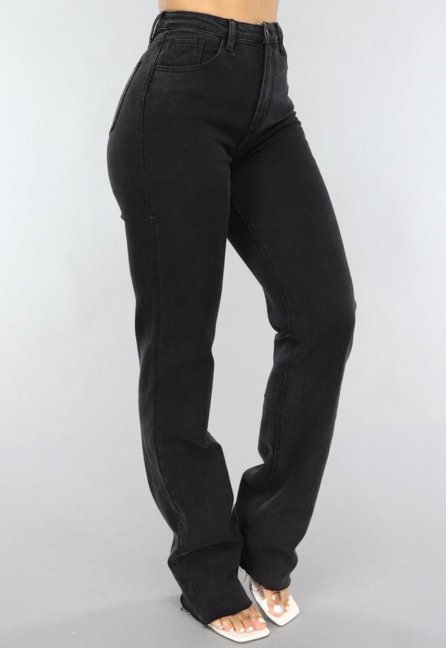 CAMPAGNEJEANS Zwarte Lange Straight Leg Tall Jeans met Stretch