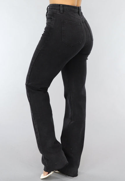 CAMPAGNEJEANS Zwarte Lange Straight Leg Tall Jeans met Stretch