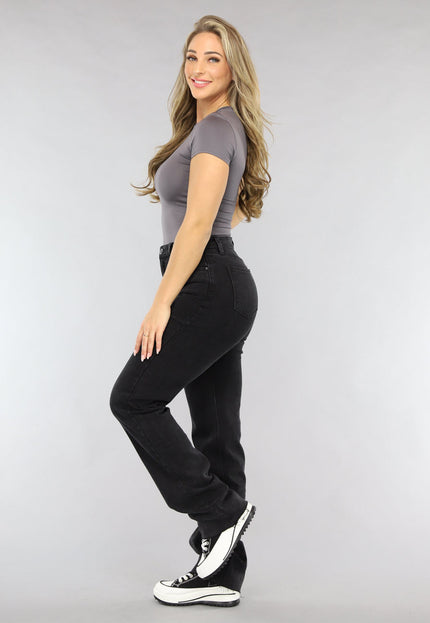 CAMPAGNEJEANS Zwarte Lange Straight Leg Tall Jeans met Stretch