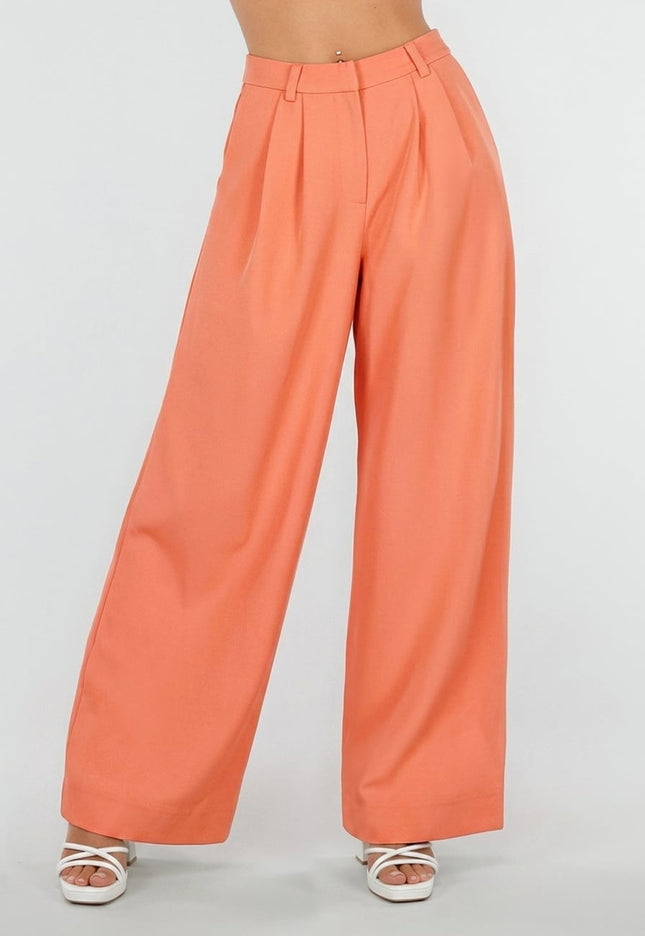 Campagnepak Koraal Petite Pantalon met Wijde Pijpen