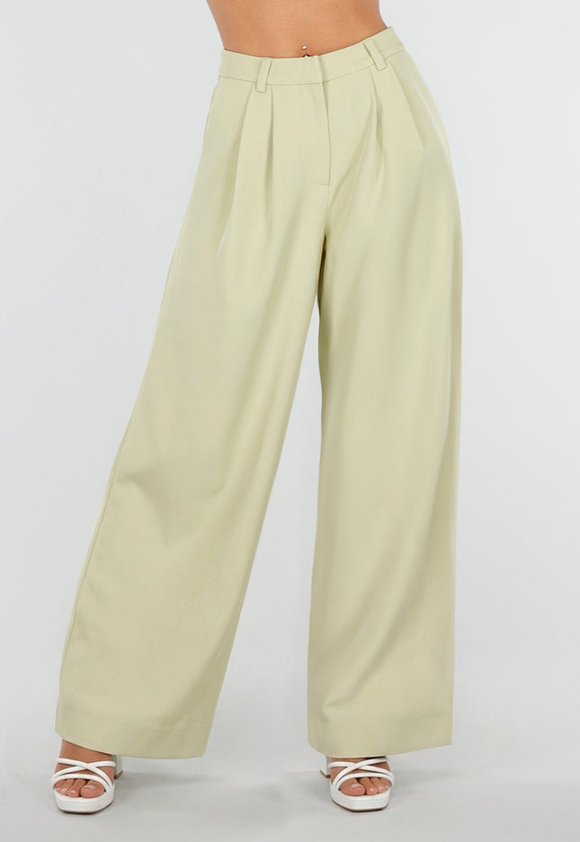 Campagnepak Pistachegroene Petite Wide Leg Broek