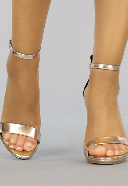 Champagne Stiletto Sandaletten met Peeptoe