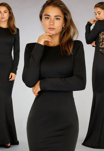 Classy Zwarte Longsleeve Galajurk met Pailletten Rug