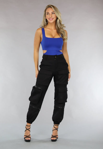 Donkerblauwe Bodysuit met Open Zij