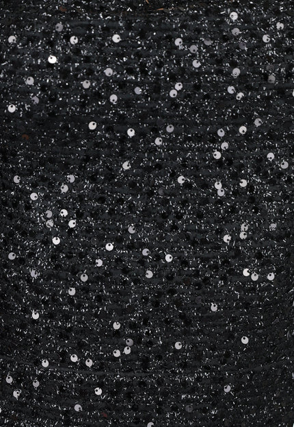 Gedrapeerde Split Galajurk in Zwart Glitter