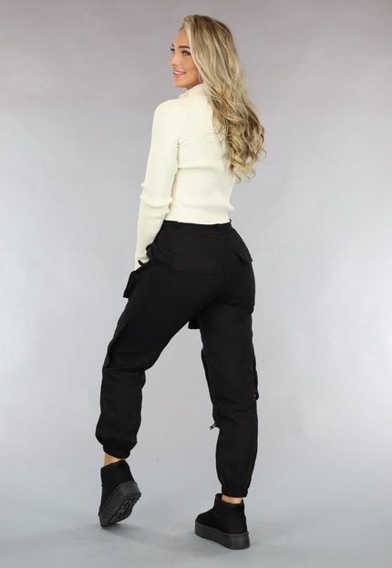 OP=OP.39.NL Beige Rib Top met Rits en Kraag