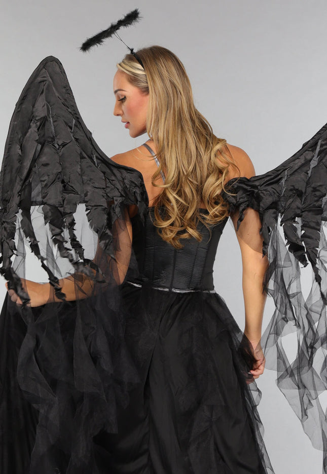 CARNA50 Duister Engel Kostuum met Vleugels