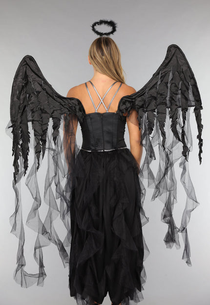CARNA50 Duister Engel Kostuum met Vleugels