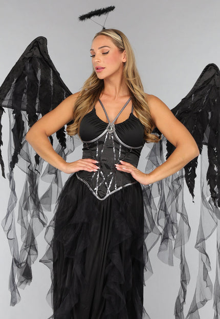 CARNA50 Duister Engel Kostuum met Vleugels