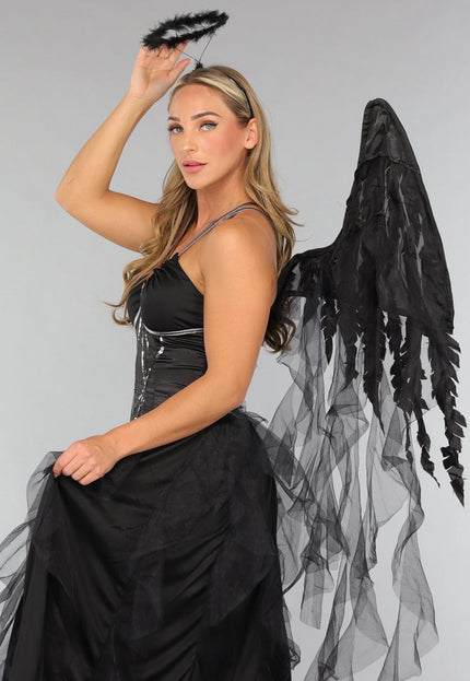 CARNA50 Duister Engel Kostuum met Vleugels