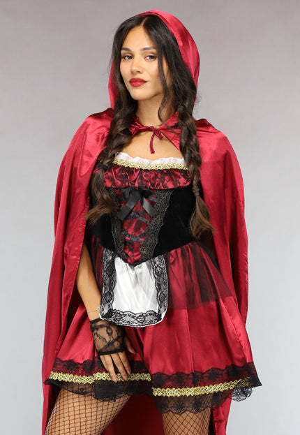CARNA25 Roodkapje Kostuum met Lange Cape