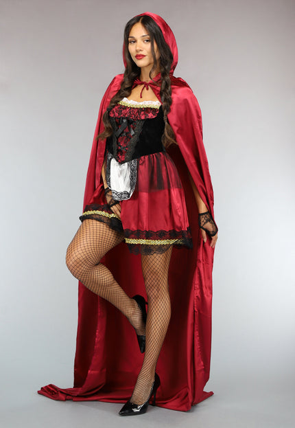 CARNA25 Roodkapje Kostuum met Lange Cape