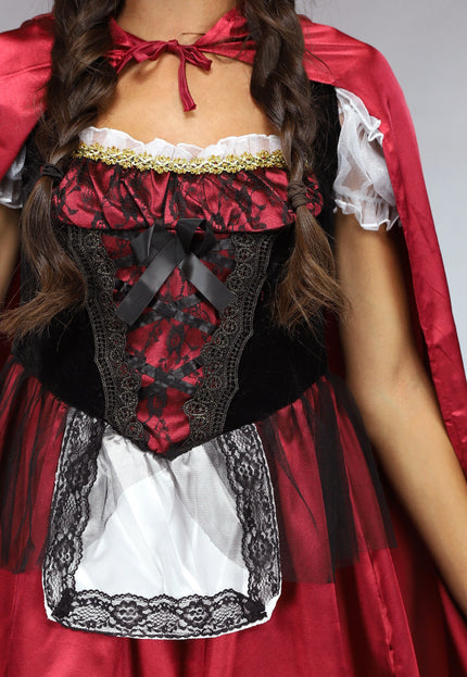 CARNA25 Roodkapje Kostuum met Lange Cape