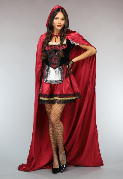 CARNA25 Roodkapje Kostuum met Lange Cape