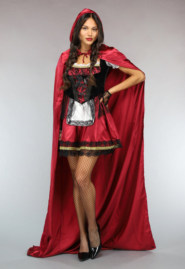 CARNA25 Roodkapje Kostuum met Lange Cape