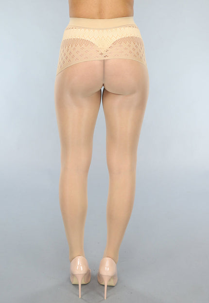 Glanzende Beige 15 Denier Panty