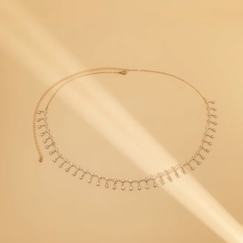 Gouden Bodychain met Strass Bedeltjes