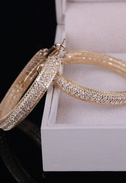 Gouden Gaas Oorbellen met Strass