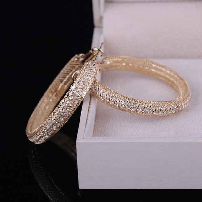 Gouden Gaas Oorbellen met Strass