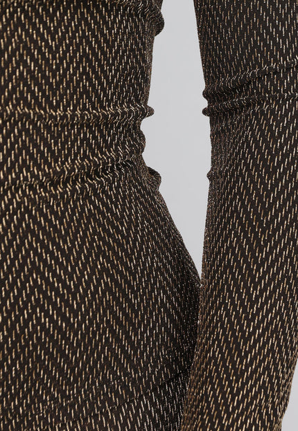 OP=OP.AV.12 Gouden Lange Mouwen Glitter Top