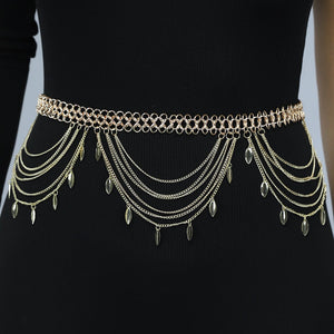 Gouden Layered Bodychain met Bedeltjes