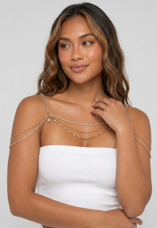 Gouden Layered Strass Bodychain
