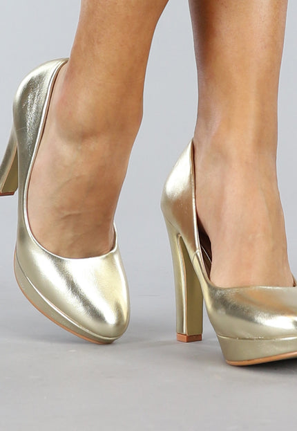 Gouden Lederlook Pumps