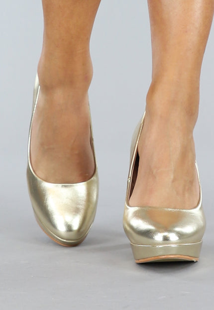 Gouden Lederlook Pumps