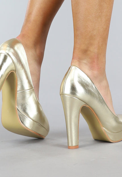 Gouden Lederlook Pumps