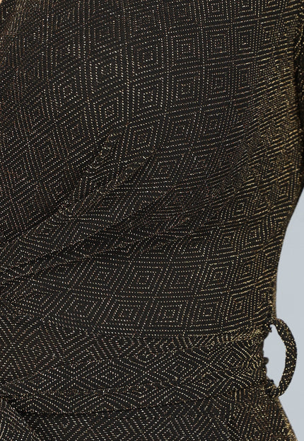 Gouden Longsleeve Glitter Jumpsuit met Ceintuur