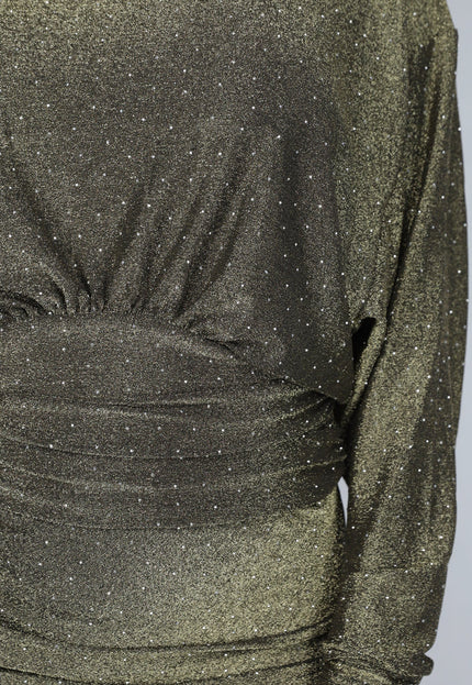 OP=OP.42.S Gouden Maxi Jurk met Strass Steentjes