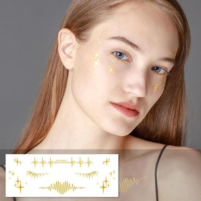 Gouden Metallic Gezicht Sticker met Hartslag