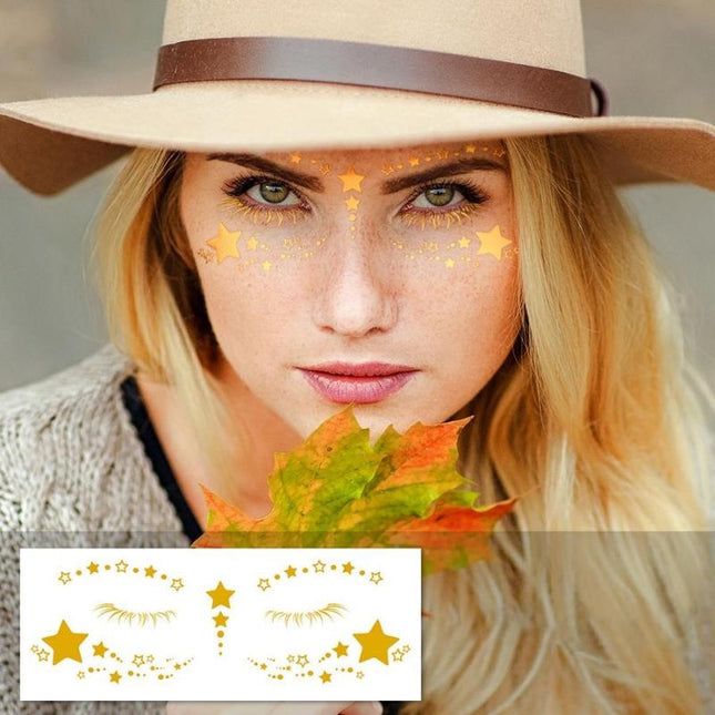 Gouden Metallic Sterren Gezicht Sticker