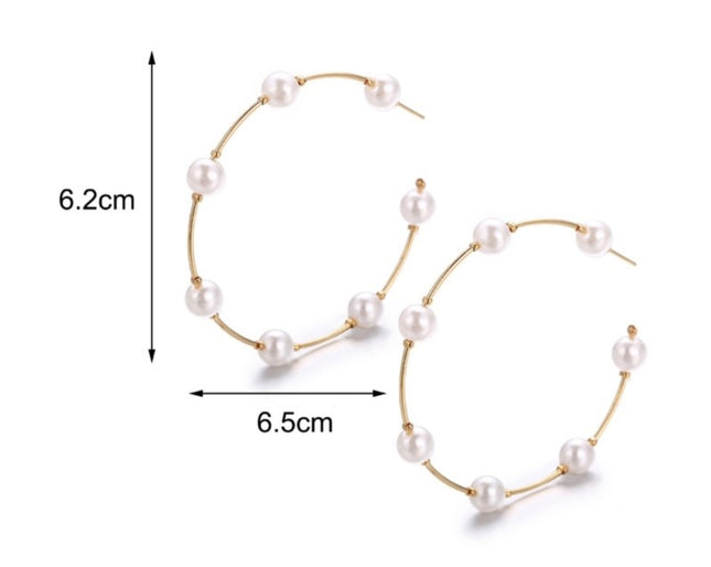 Gouden Ronde Oorbellen met Parels