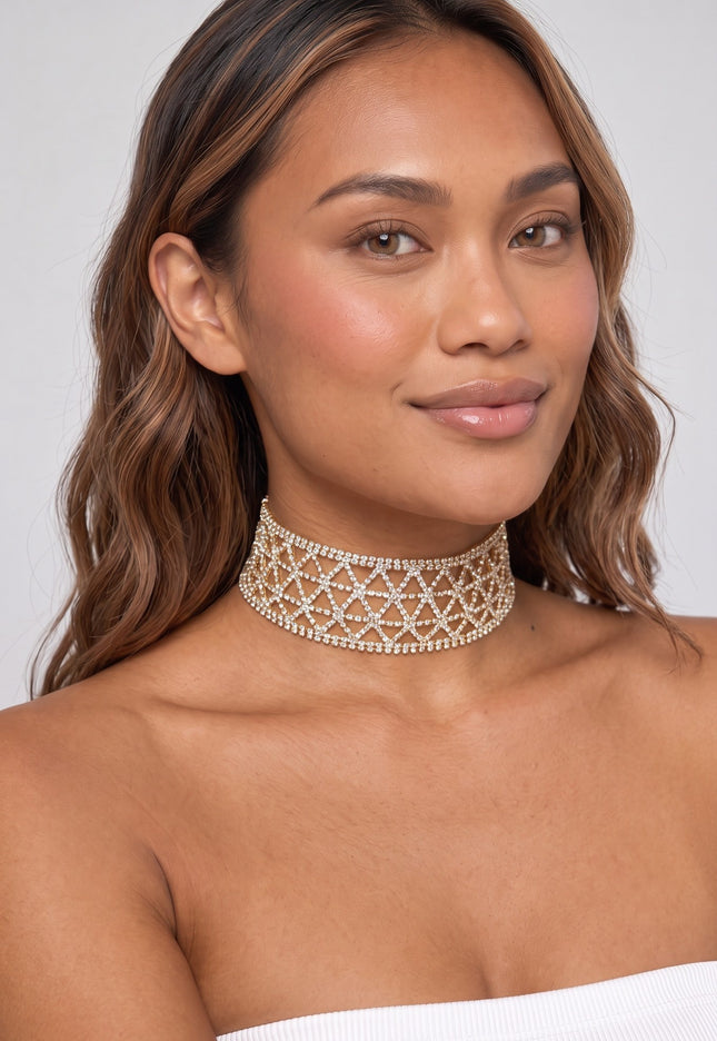 Gouden Strass Choker
