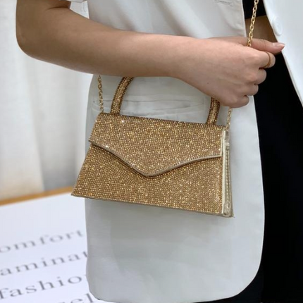 Gouden Strass Hand/Schoudertasje