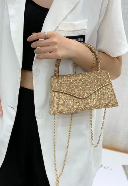 Gouden Strass Hand/Schoudertasje