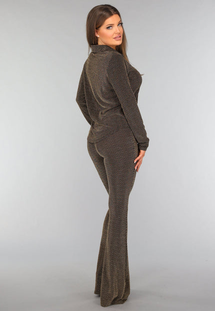 OP=OP.AV.12 Gouden Zigzag Glitter Blouse