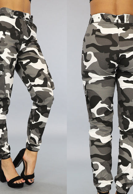 Grijs/Witte Camouflage Cargo Jeans